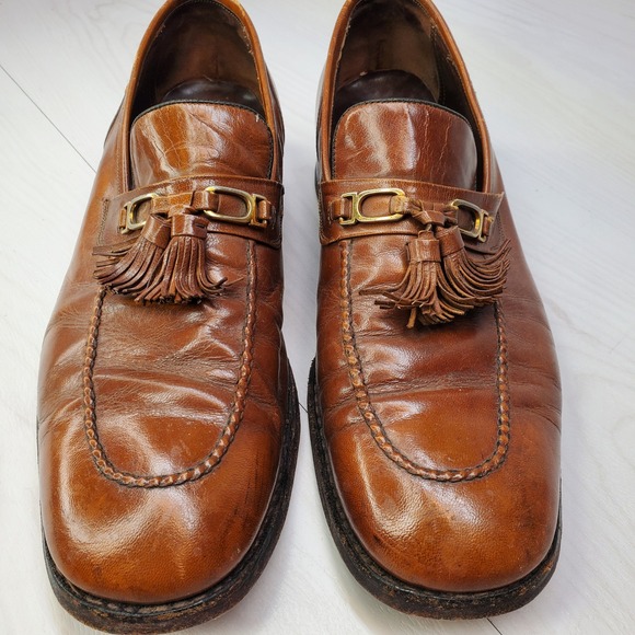 Florsheim Imperial Men's Size 12 Brown Leather Tassel Loafer Dress Shoes - Picture 3 of 16